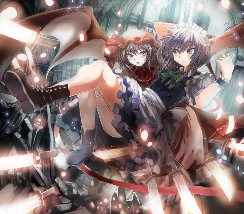 remilia scarlet and izayoi sakuya (touhou) drawn by asuka_shirou