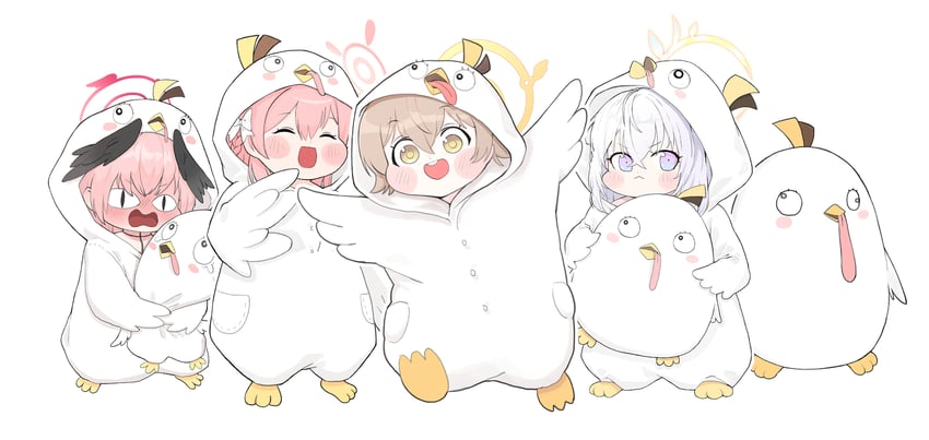 koharu, hanako, hifumi, azusa, and peroro (blue archive) drawn by yosik