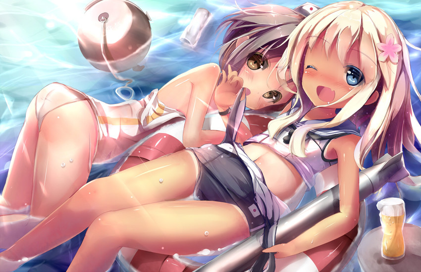 ro-500 and maru-yu (kantai collection) drawn by natuna_natu
