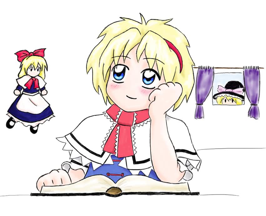 kirisame marisa, alice margatroid, and shanghai doll (touhou) drawn by sab-chan