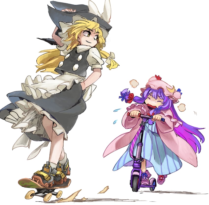 kirisame marisa and patchouli knowledge (touhou) drawn by rightorisamraido3