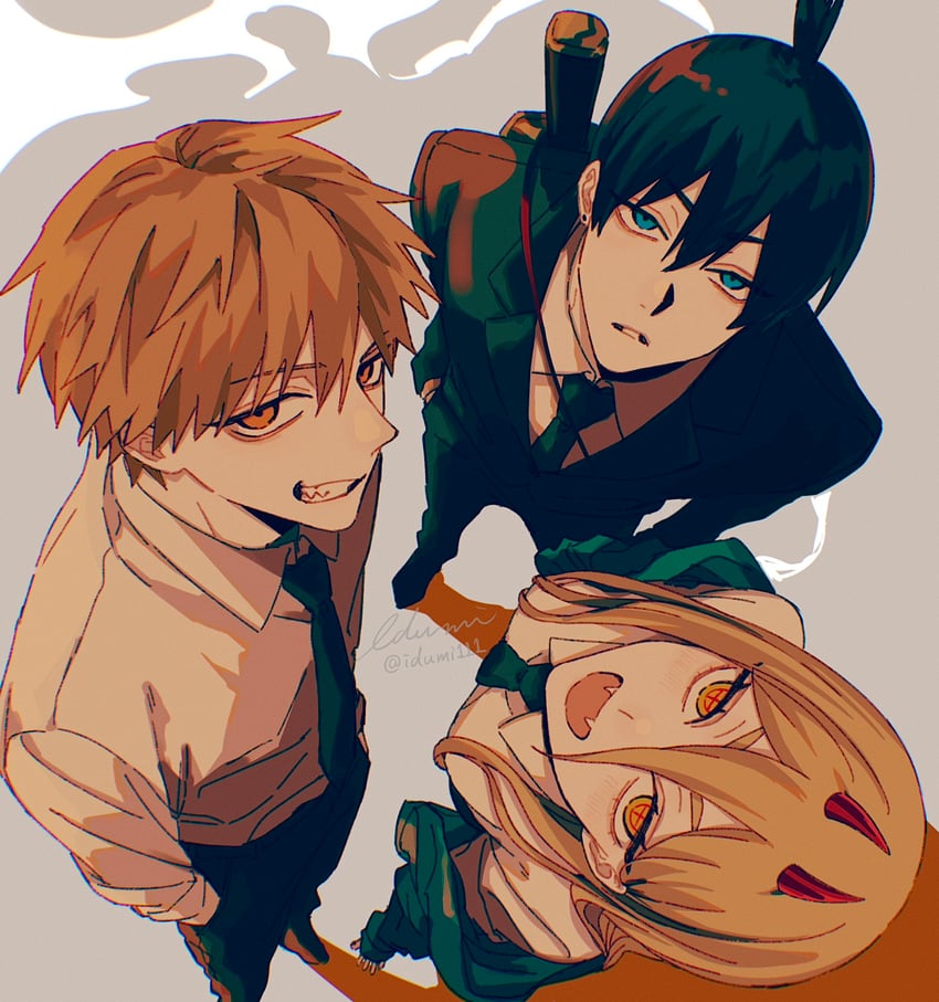 power, denji, and hayakawa aki (chainsaw man) drawn by izumi_(kisshot1126)