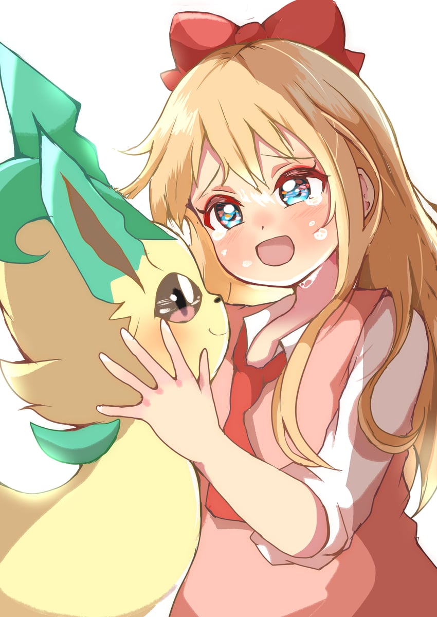 toshinou kyouko and leafeon (pokemon and 1 more) drawn by carrot_summer