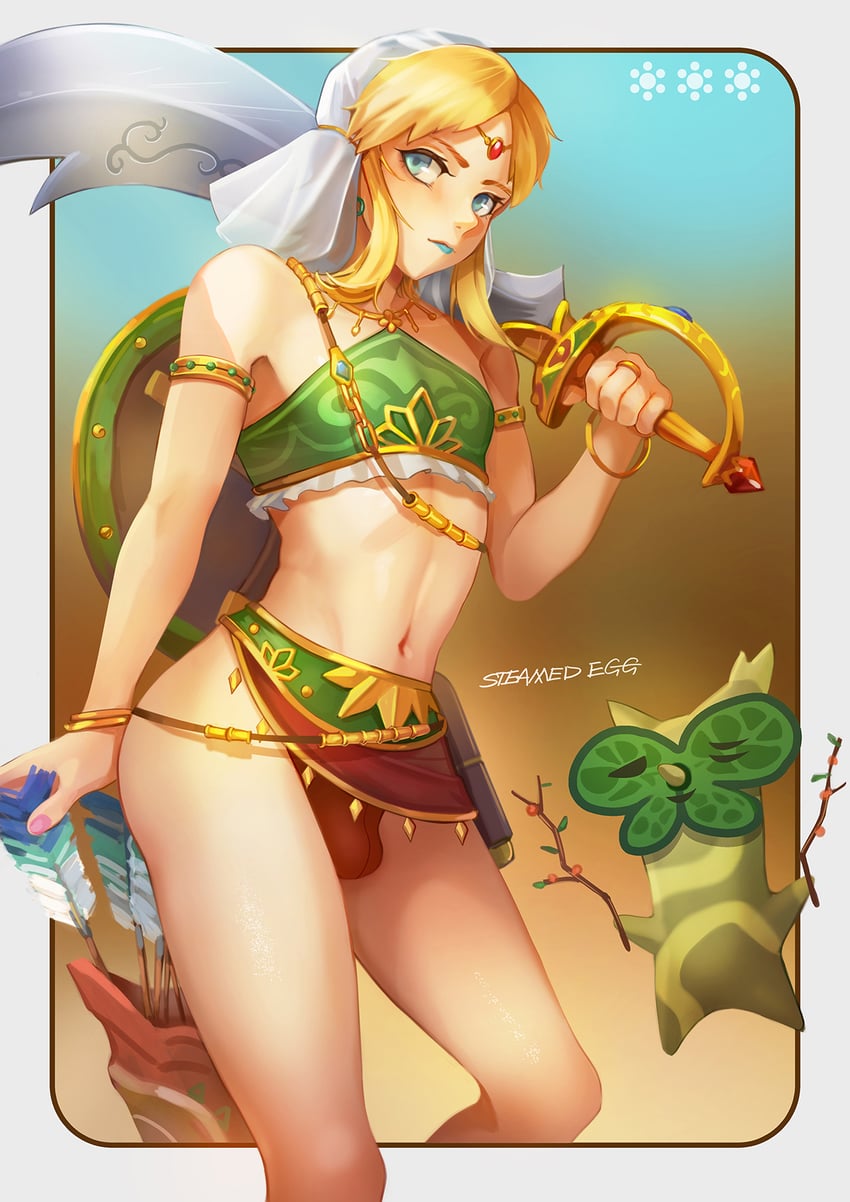 link and korok (the legend of zelda and 1 more) drawn by chawanmushi_(steamedeggz)