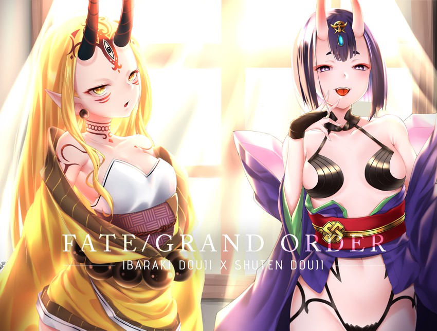 shuten douji and ibaraki douji (fate and 1 more) drawn by rara086