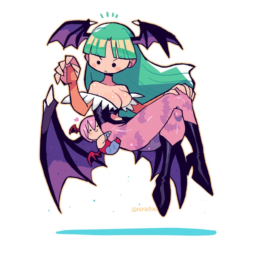 morrigan aensland and lilith (darkstalkers) drawn by rariatto_(ganguri)