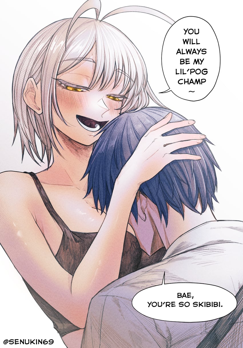 luvvy gronk and john dinne (brainrot girlfriend) drawn by senukin