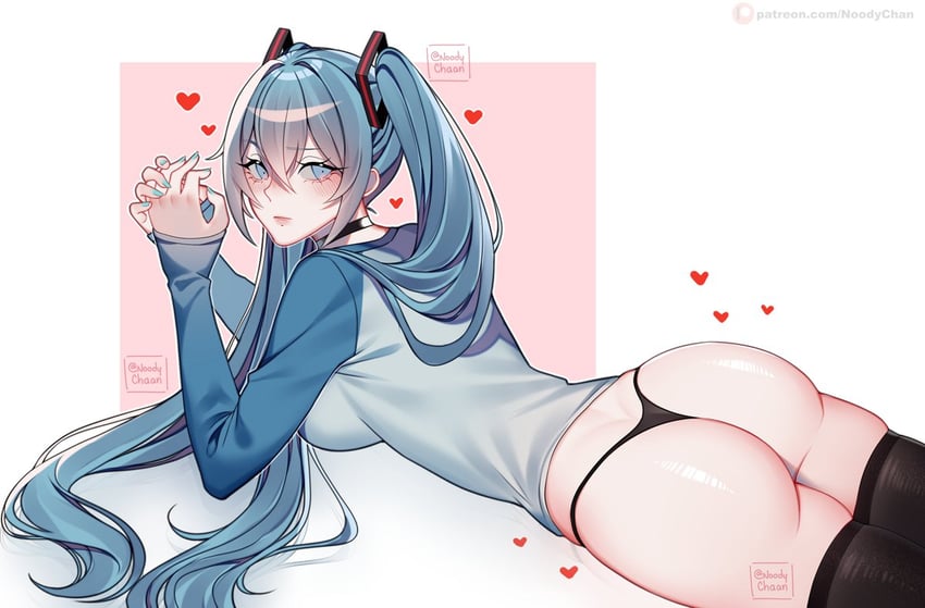 hatsune miku and gwen tennyson (vocaloid and 1 more) drawn by noodychaan