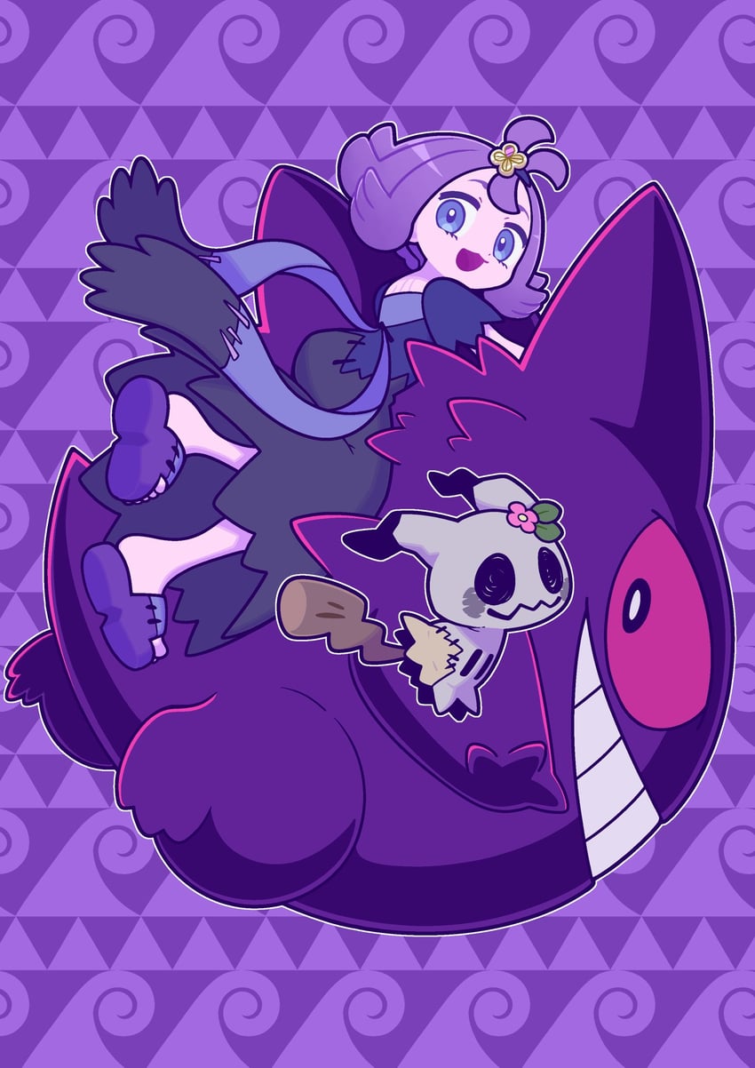 gengar, mimikyu, and acerola (pokemon and 1 more) drawn by bear_ringer