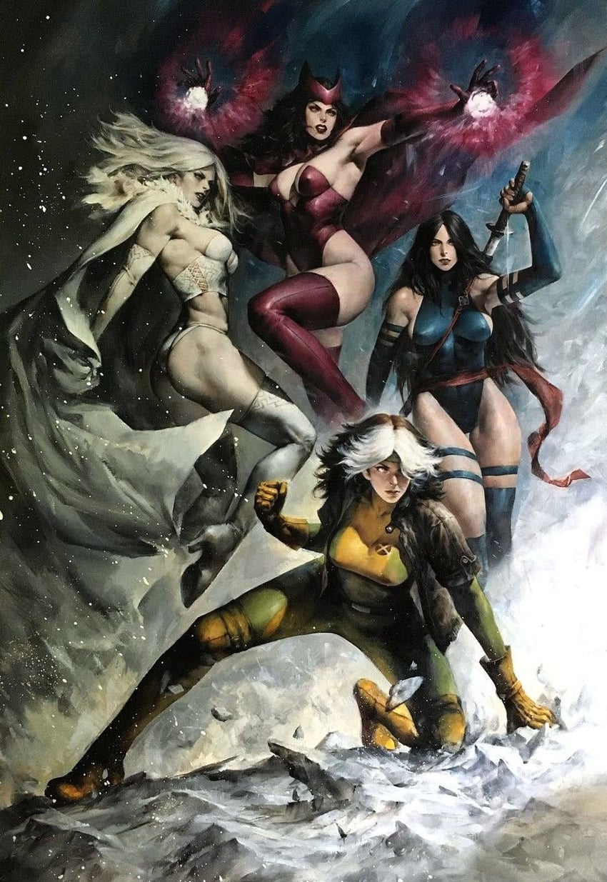 psylocke, emma frost, wanda maximoff, scarlet witch, and rogue (marvel and 1 more)