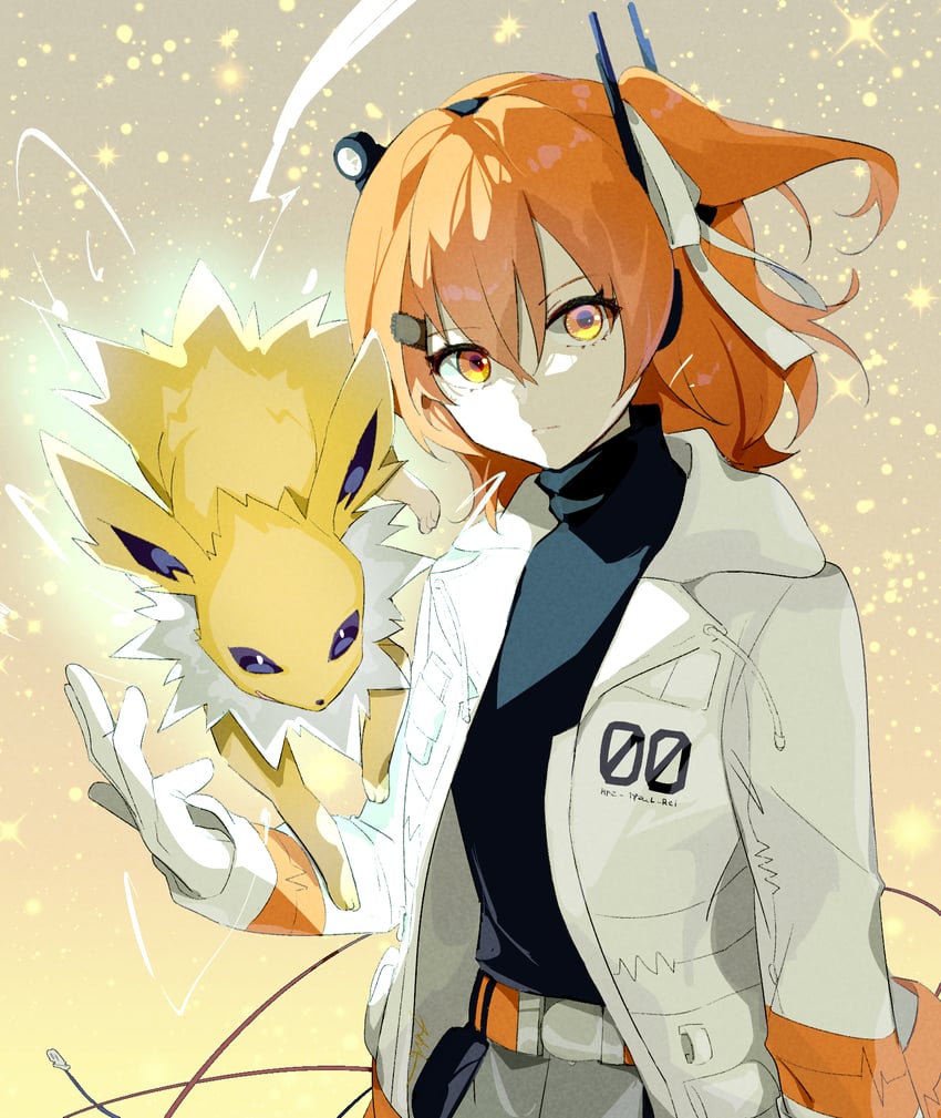 adachi rei and jolteon (pokemon and 2 more) drawn by torino_sasami