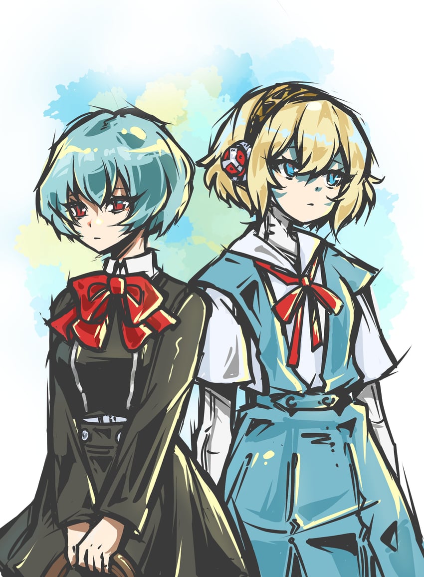 ayanami rei and aigis (persona and 2 more) drawn by regrets_(r8grets)