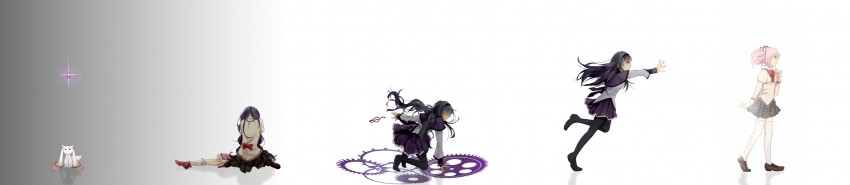 akemi homura, kaname madoka, and kyubey (mahou shoujo madoka magica) drawn by kan'yu_(citron_82)