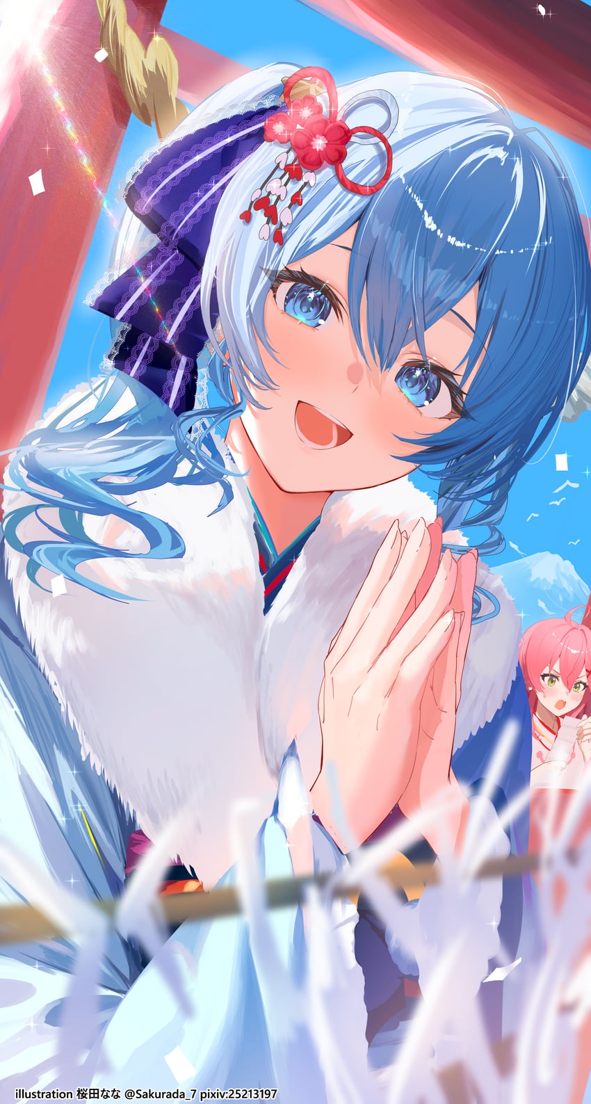 hoshimachi suisei and sakura miko (hololive) drawn by sakurada_nana