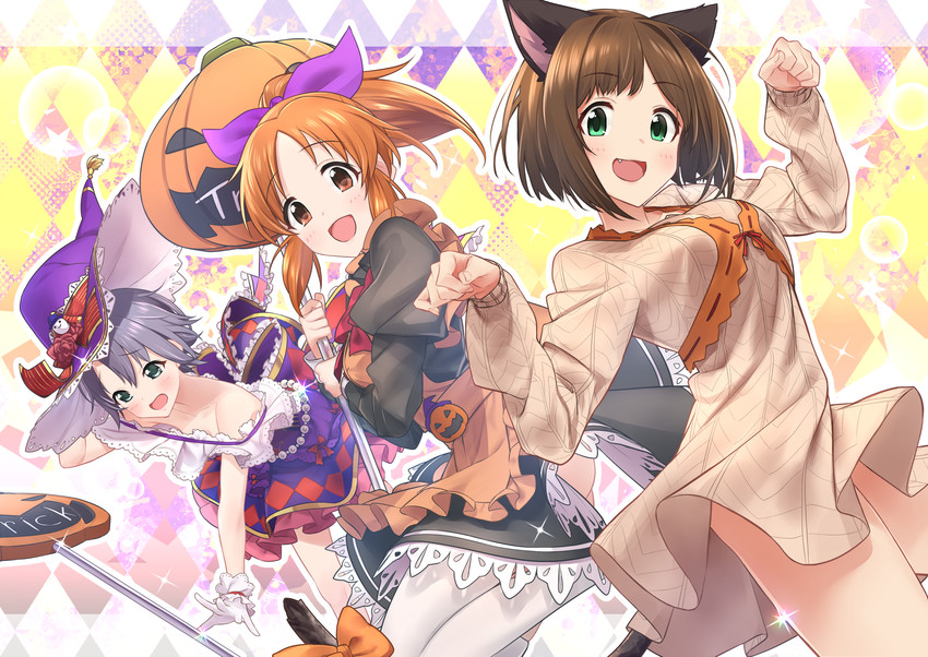 maekawa miku, abe nana, and otokura yuuki (idolmaster and 1 more) drawn by baffu