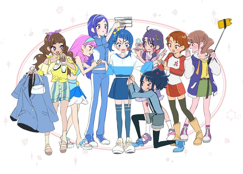 sora harewataru, kurumi erika, amanogawa kirara, laura la mer, aono miki, and 3 more (precure and 8 more) drawn by konsuke0