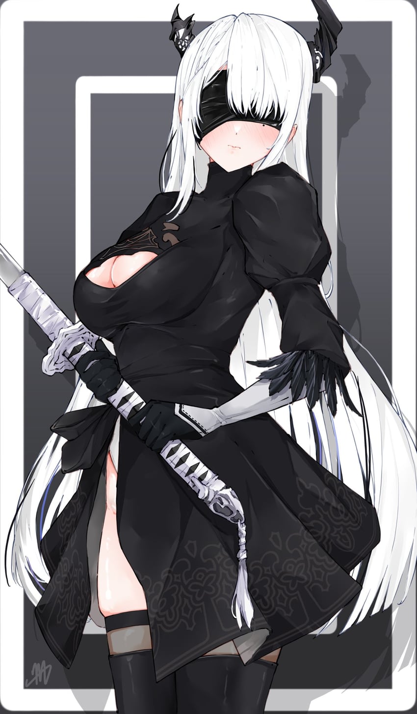 2b and nerissa ravencroft (hololive and 3 more) drawn by ma_draws