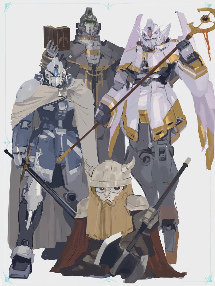 frieren, himmel, eisen, and heiter (gundam and 2 more) drawn by rintaro_komori