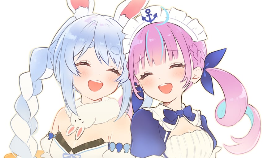 usada pekora, minato aqua, and don-chan (hololive) drawn by ashikawa_shiho