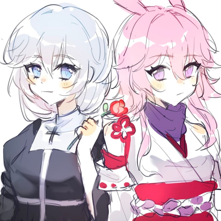 yae sakura and kallen kaslana (honkai and 1 more) drawn by sopha177