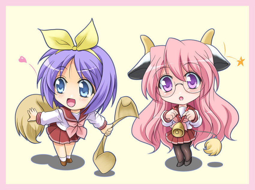 hiiragi tsukasa and takara miyuki (lucky star) drawn by fujimori_mikan
