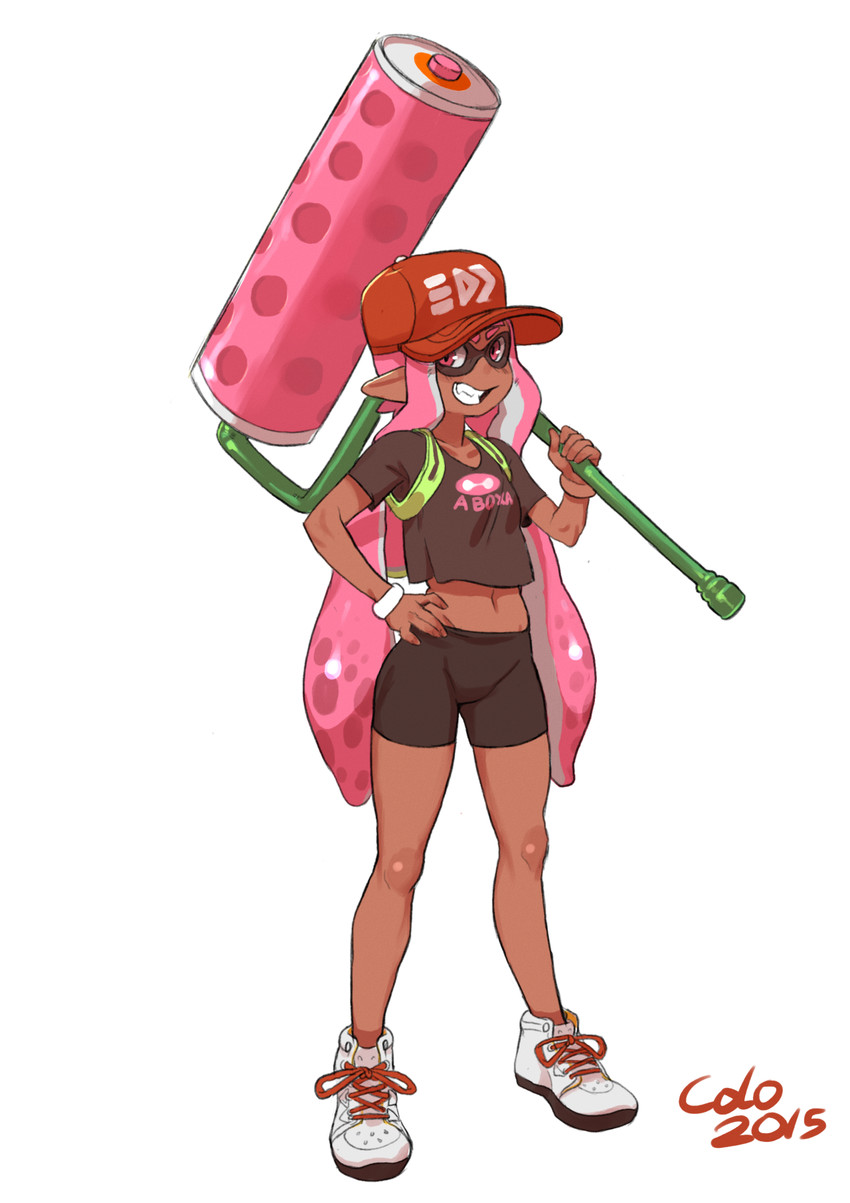 inkling player character and inkling girl (splatoon and 1 more) drawn by colo_(nagrolaz)