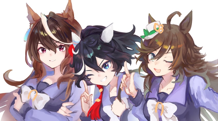 symboli rudolf, mr. c.b., and katsuragi ace (umamusume) drawn by sonosonosieg