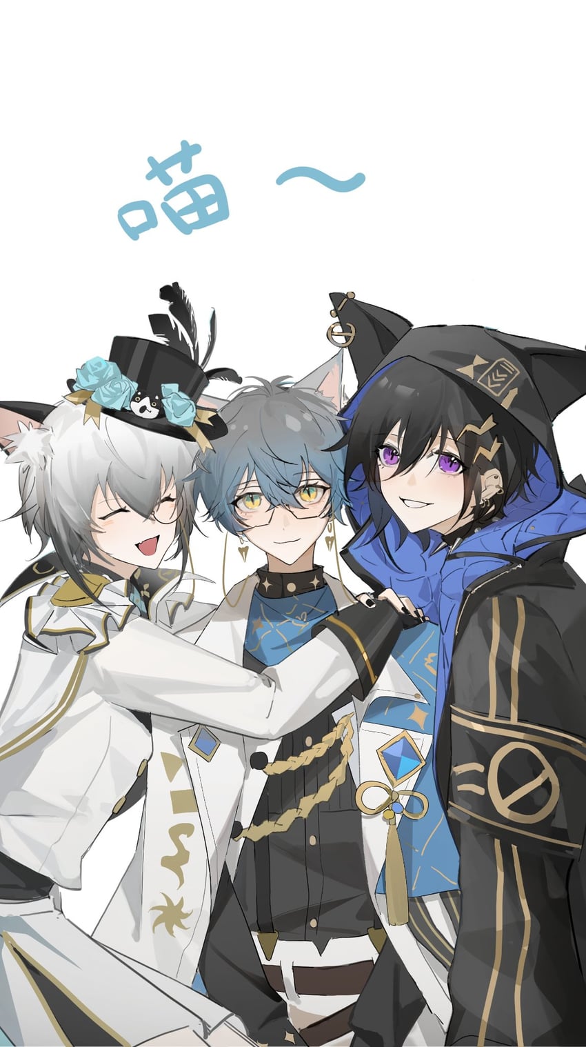 ike eveland, kanade izuru, and nekozeno shin (nijisanji and 3 more) drawn by song_(v3wm9a701fvqjxf)