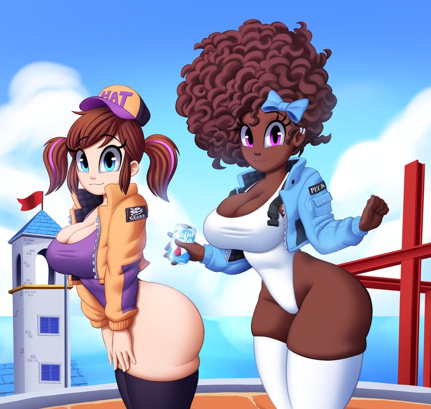 hat kid and bow kid (a hat in time) drawn by sayman