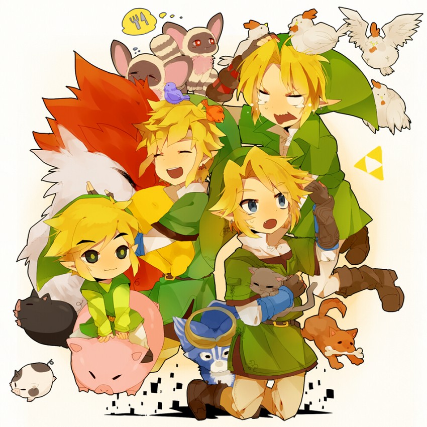 link, toon link, cucco, loftwing, remlit, and 1 more (the legend of zelda and 4 more) drawn by kasano_(chinatsu)
