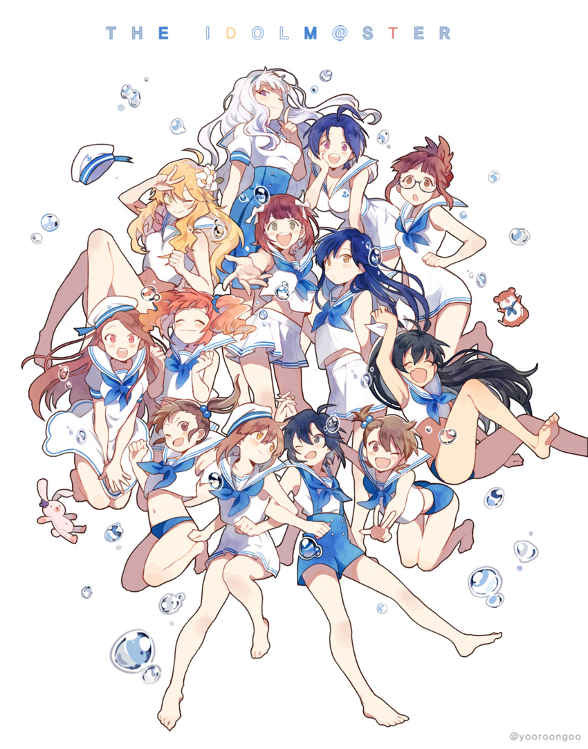 hoshii miki, kisaragi chihaya, amami haruka, kikuchi makoto, shijou takane, and 9 more (idolmaster) drawn by yooroongoo