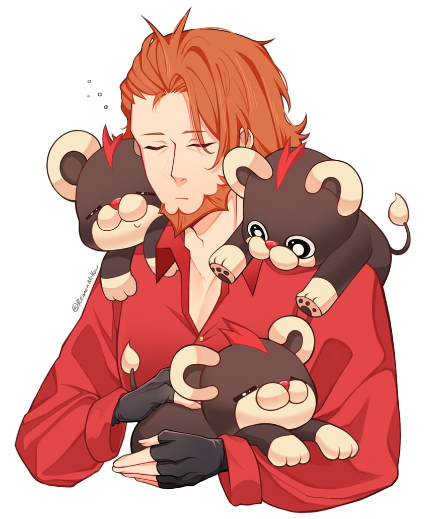 lysandre and litleo (pokemon and 1 more) drawn by remonmellow