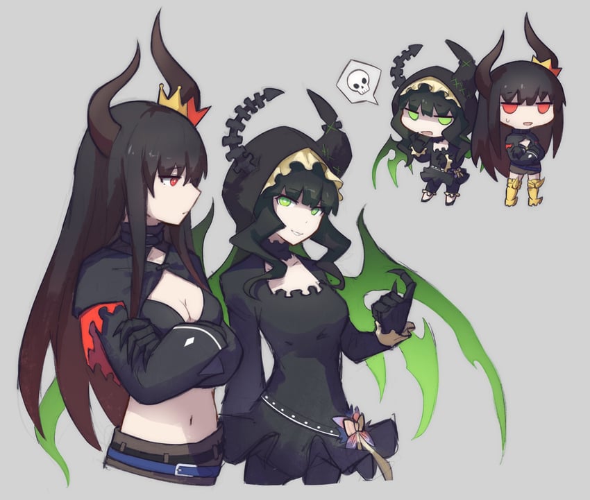 dead master and black gold saw (black rock shooter and 1 more) drawn by mehyuew39