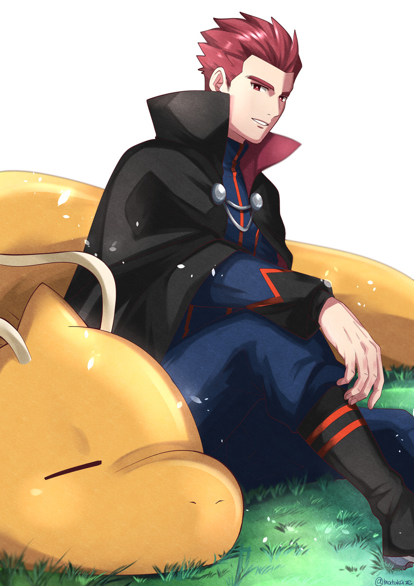 dragonite and lance (pokemon and 1 more) drawn by matsukaze_mattya
