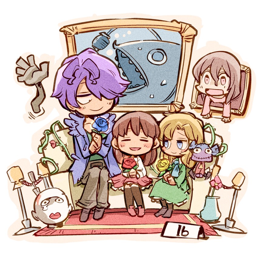ib, mary, garry, and lady in red (ib) drawn by hounori