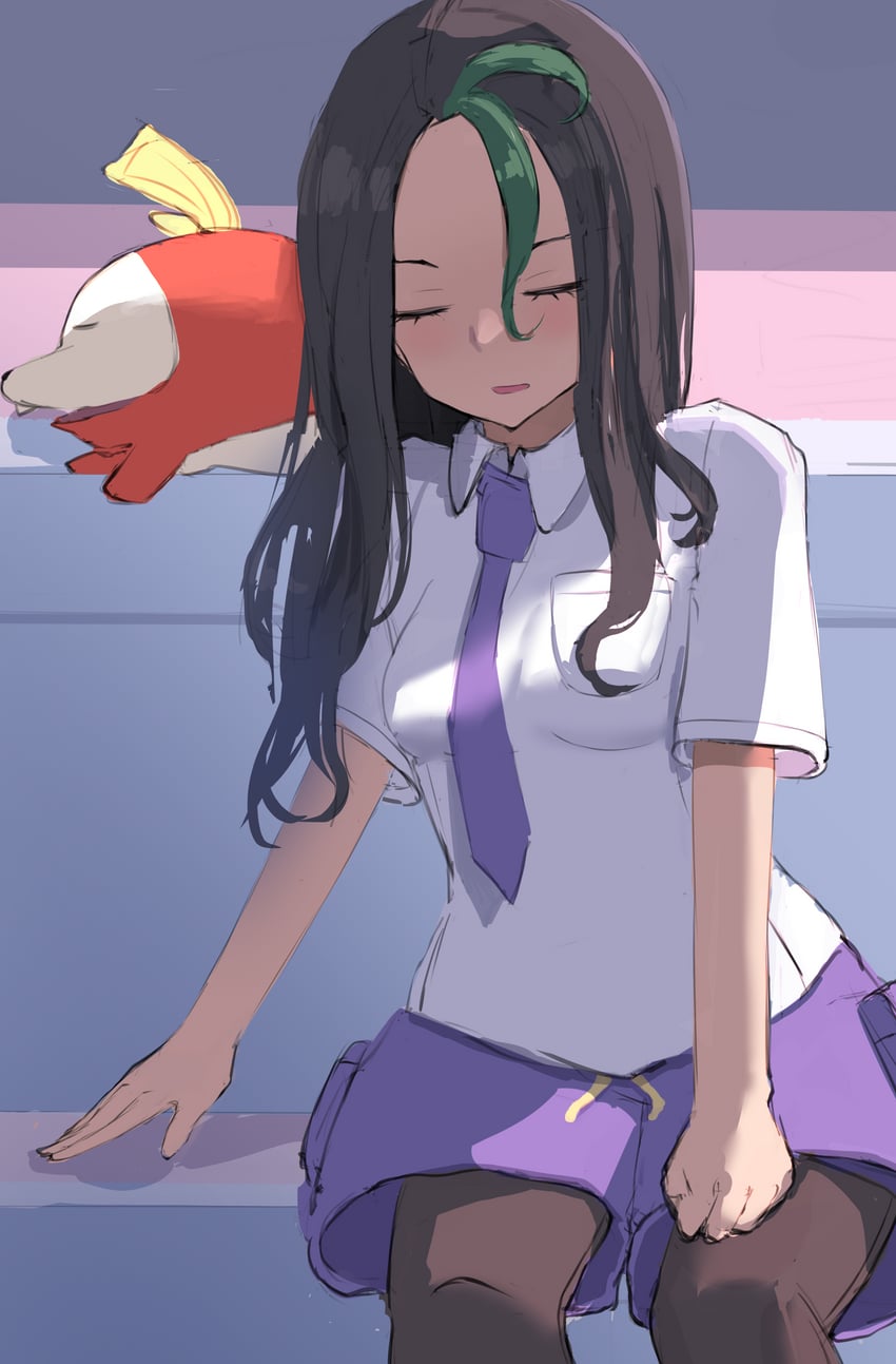 nemona and fuecoco (pokemon and 1 more) drawn by sounuryu_ta
