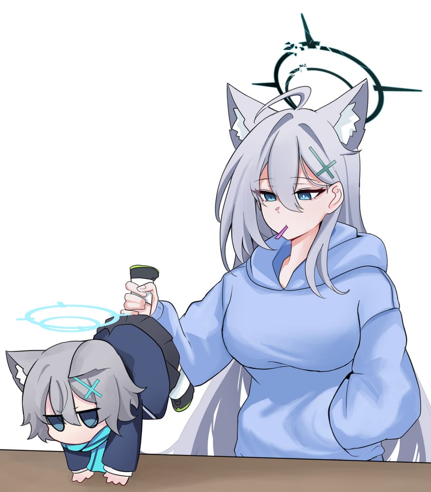 shiroko and shiroko terror (blue archive) drawn by skyrain315