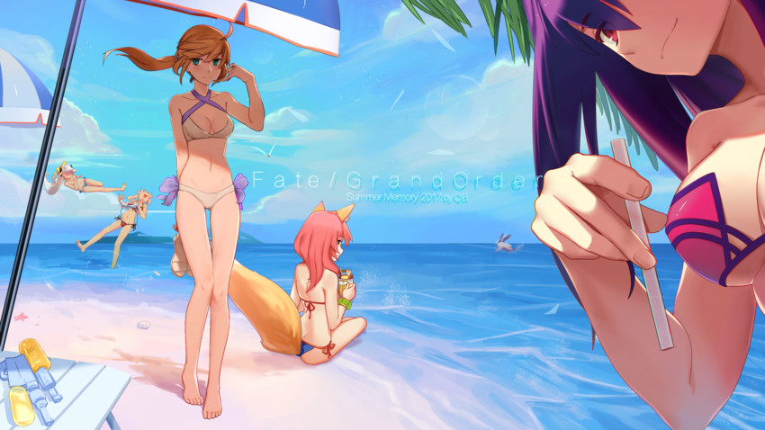artoria pendragon, tamamo, scathach, mordred, kiyohime, and 2 more (fate and 3 more) drawn by qb