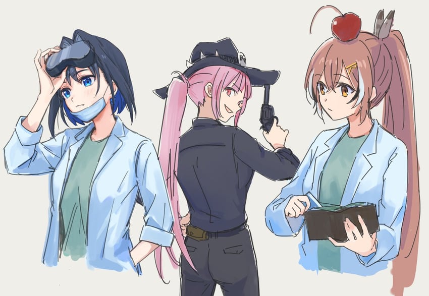 mori calliope, ouro kronii, and nanashi mumei (hololive and 2 more) drawn by kisuu_(oddnumberr_)