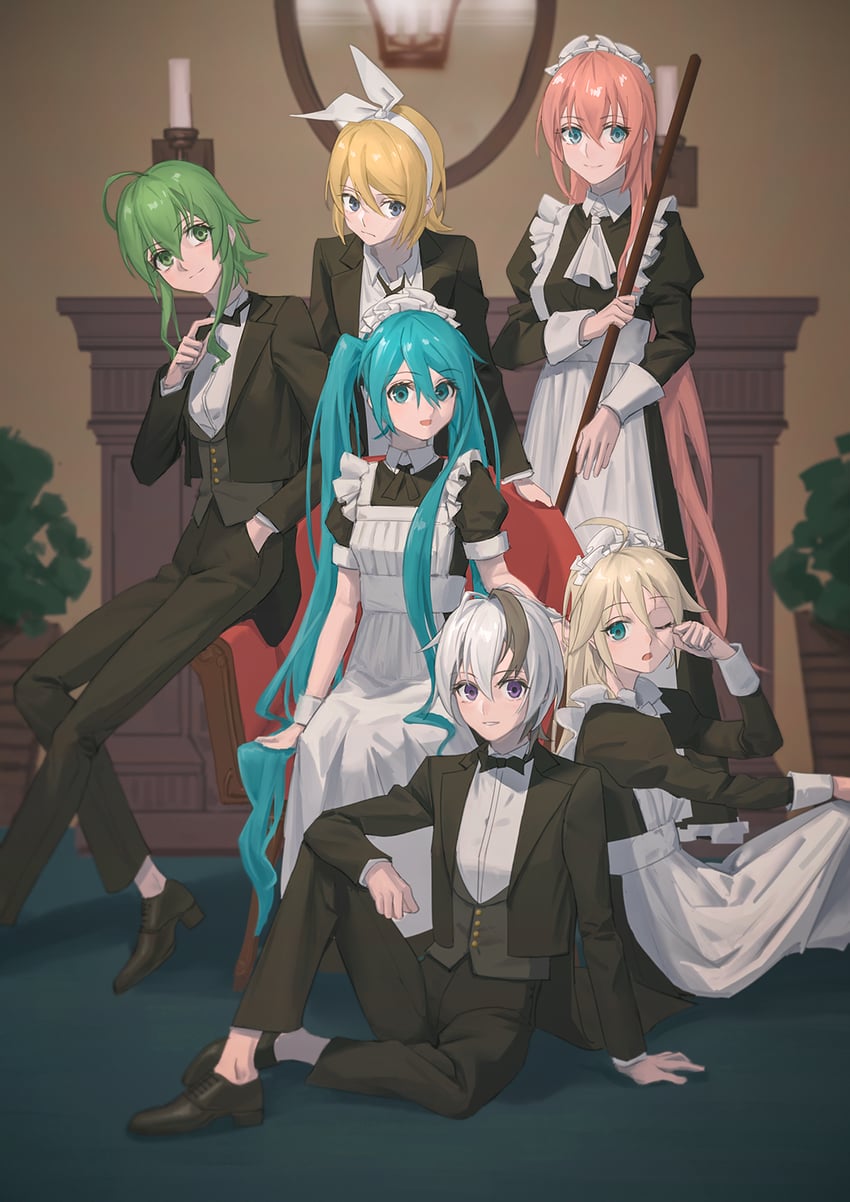 hatsune miku, kagamine rin, megurine luka, gumi, ia, and 1 more (vocaloid) drawn by wounds404