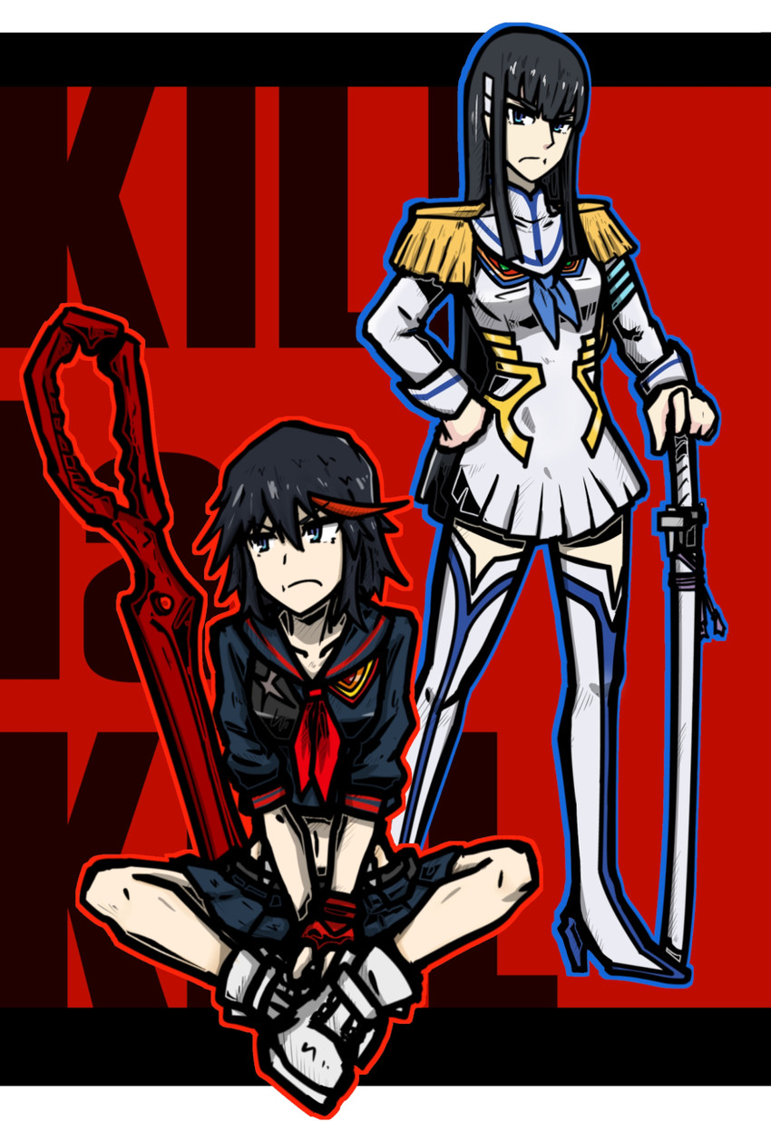 matoi ryuuko, senketsu, kiryuuin satsuki, and junketsu (kill la kill) drawn by apakan