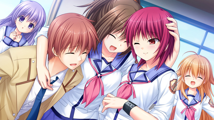otonashi yuzuru, iwasawa masami, hisako, sekine shiori, and irie miyuki (angel beats!) drawn by na-ga
