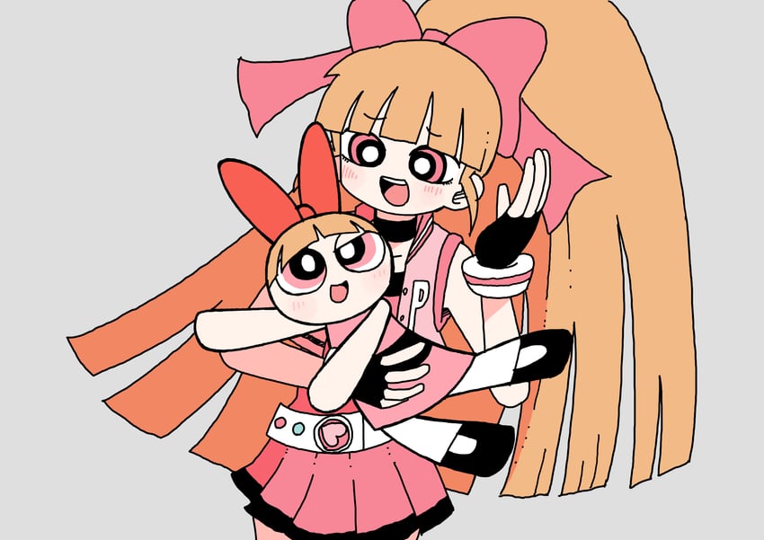 blossom, akazutsumi momoko, and hyper blossom (powerpuff girls and 1 more) drawn by abe_tomomi