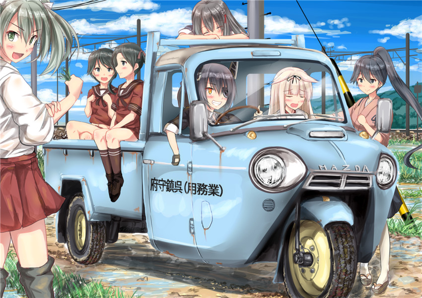 yuudachi, tenryuu, zuikaku, houshou, mogami, and 2 more (kantai collection) drawn by ichikawa_feesu