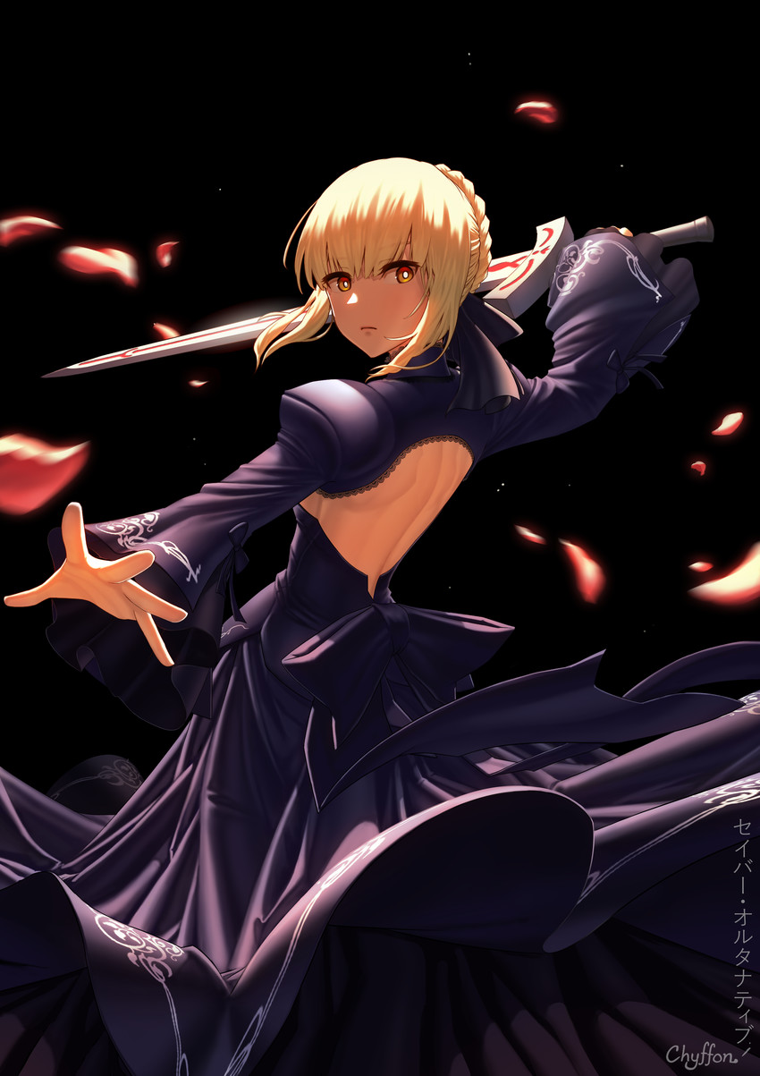 artoria pendragon and saber alter (fate and 3 more) drawn by chyffon