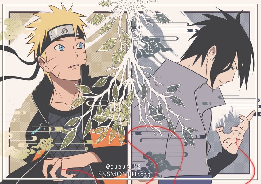 uzumaki naruto and uchiha sasuke (naruto and 1 more) drawn by cubur
