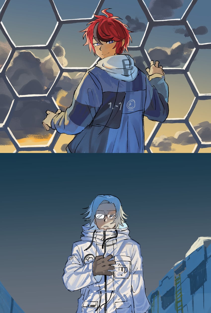 aotsuki eito and sumino takumi (the hundred line -last defense academy-) drawn by ransuteeki