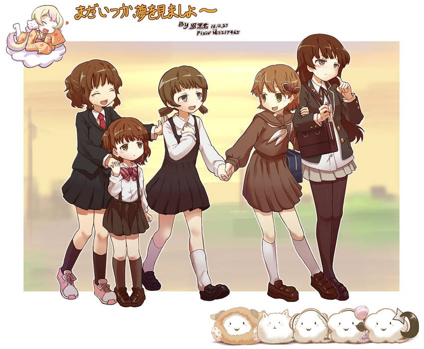 himekawa koyuki, sazanami kano, sakanagi ayana, hatoda ako, and inubouzaki tama (mahou shoujo ikusei keikaku) drawn by heei_juun