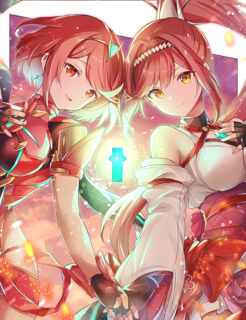 pyra and glimmer (xenoblade chronicles and 3 more) drawn by ui_frara