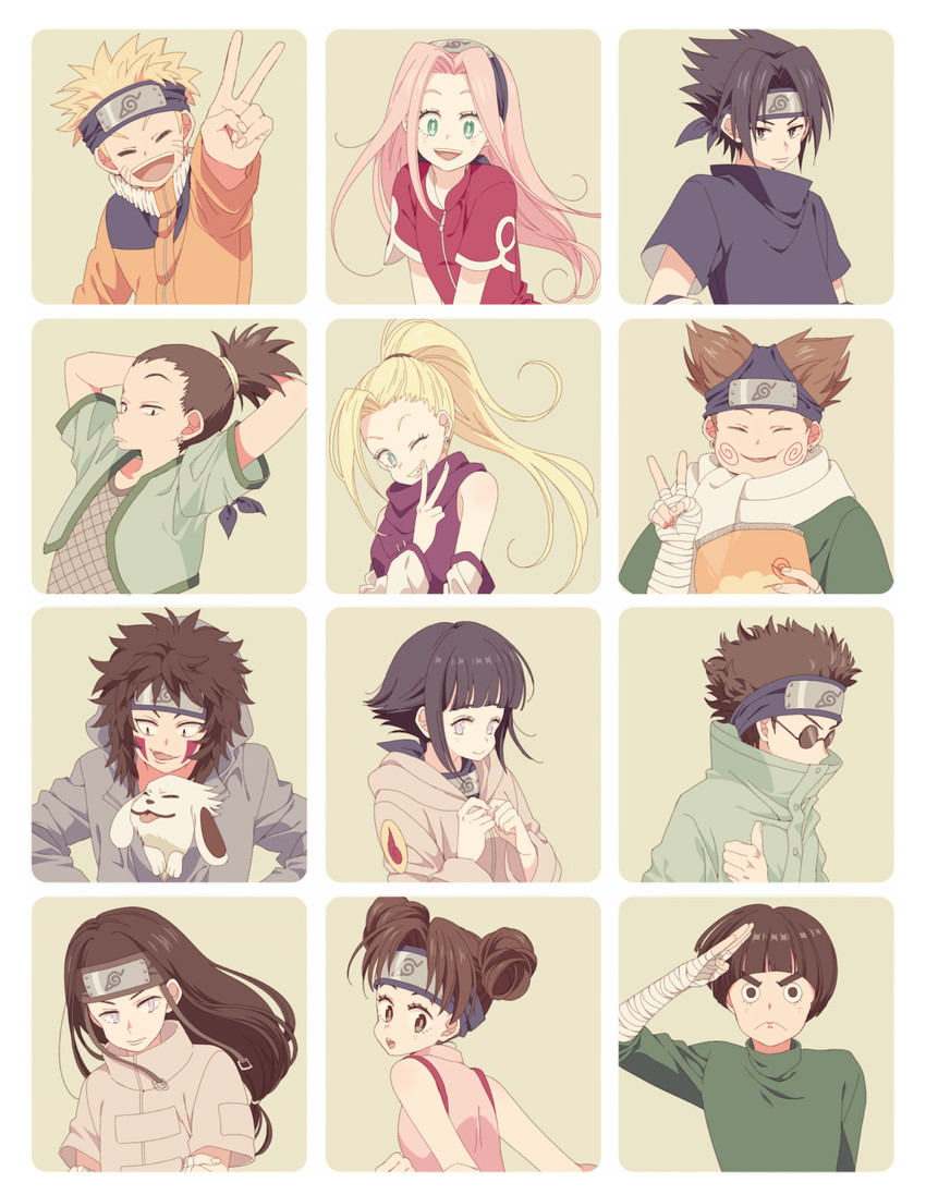 haruno sakura, uzumaki naruto, hyuuga hinata, uchiha sasuke, yamanaka ino, and 8 more (naruto) drawn by komasawa_(fmn-ppp)
